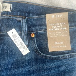 Madewell The Tall Perfect Vintage Jean NWT Size T31 in Deming Wash